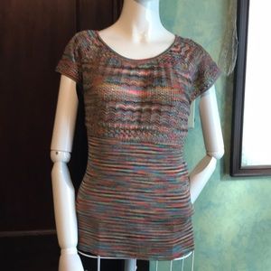 Short sleeved flutter sweater size large